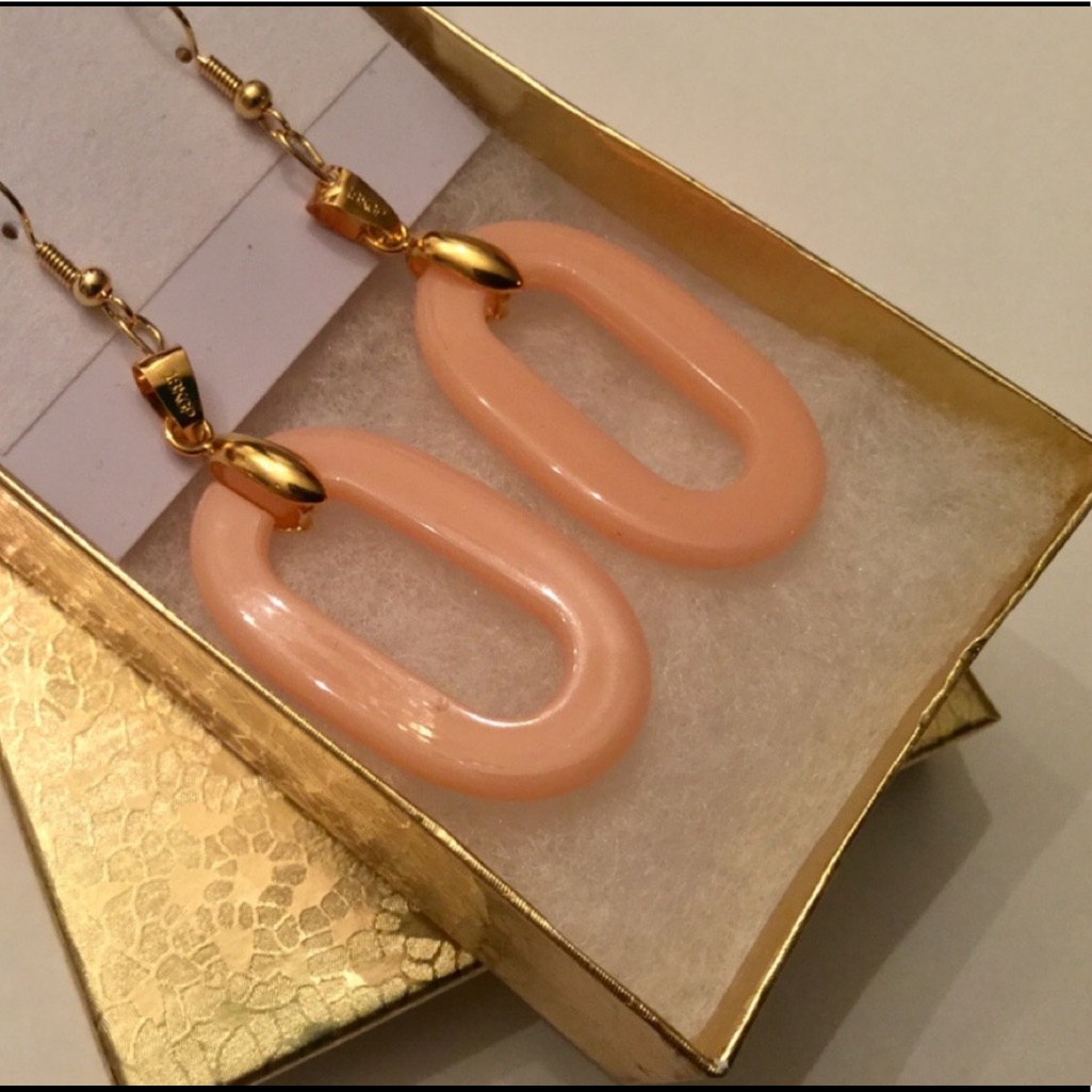 Host Pick 18k Gold Plated Peach Oval Earrings 15$